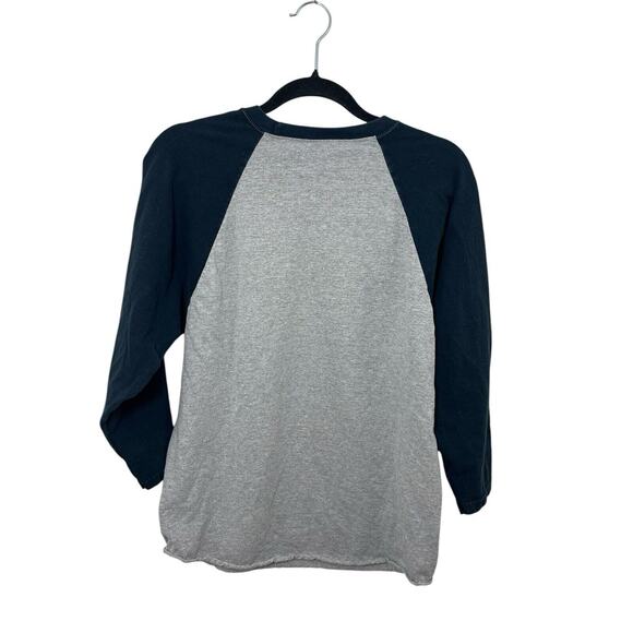 VTG America Online AOL Baseball Shirt 3/4 Sleeve Medium Gray Blue 2007 Y2k - Picture 2 of 6